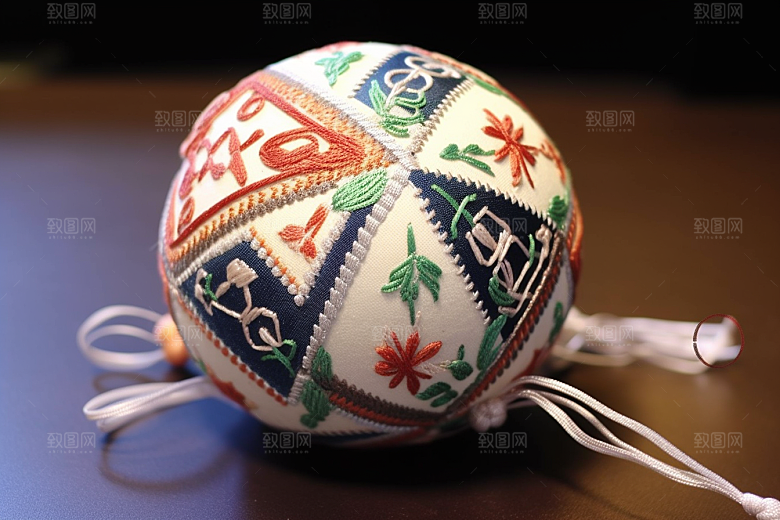 绣球传统文化针绣摄影图
