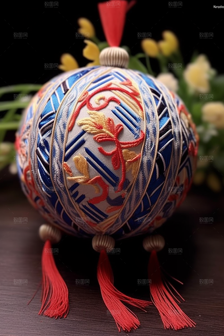 绣球手工艺针绣摄影图