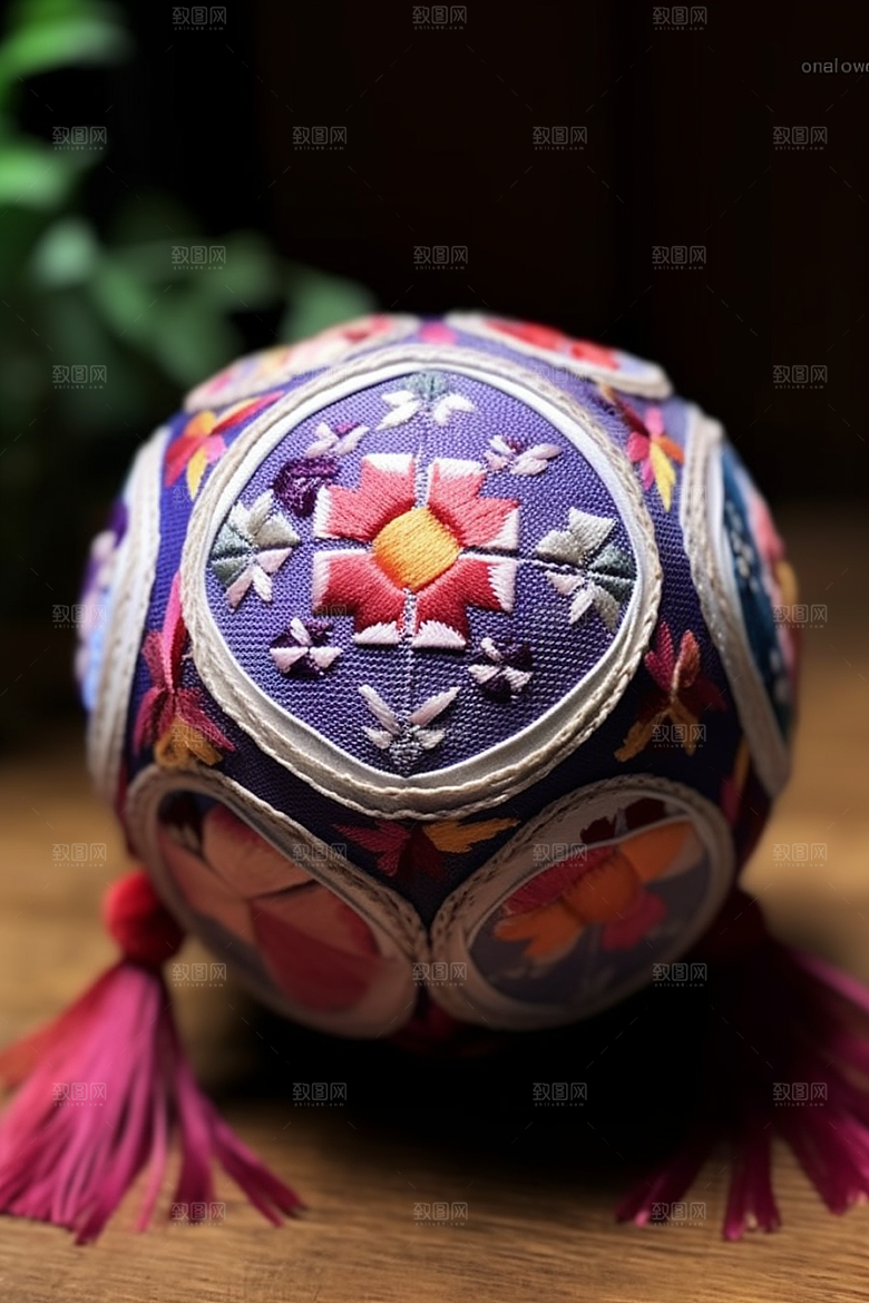 绣球荷包挂饰摄影图