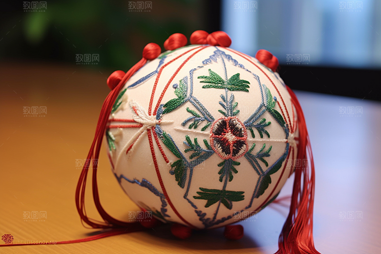 绣球刺绣传统文化摄影图