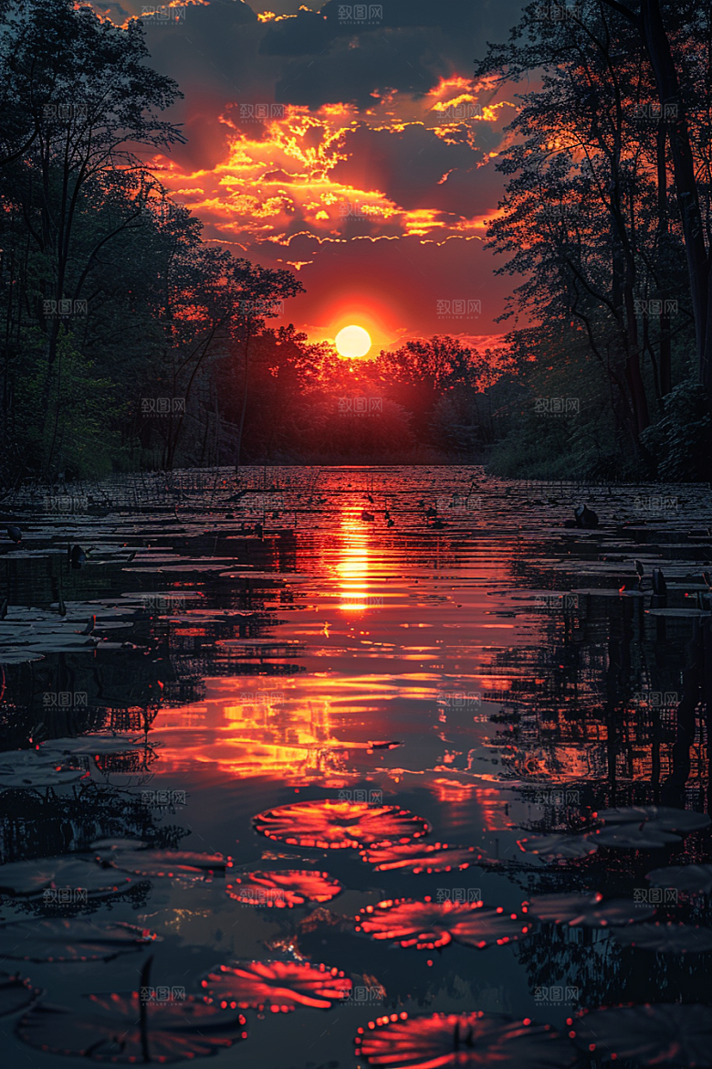 落日风光余晖夕阳素材