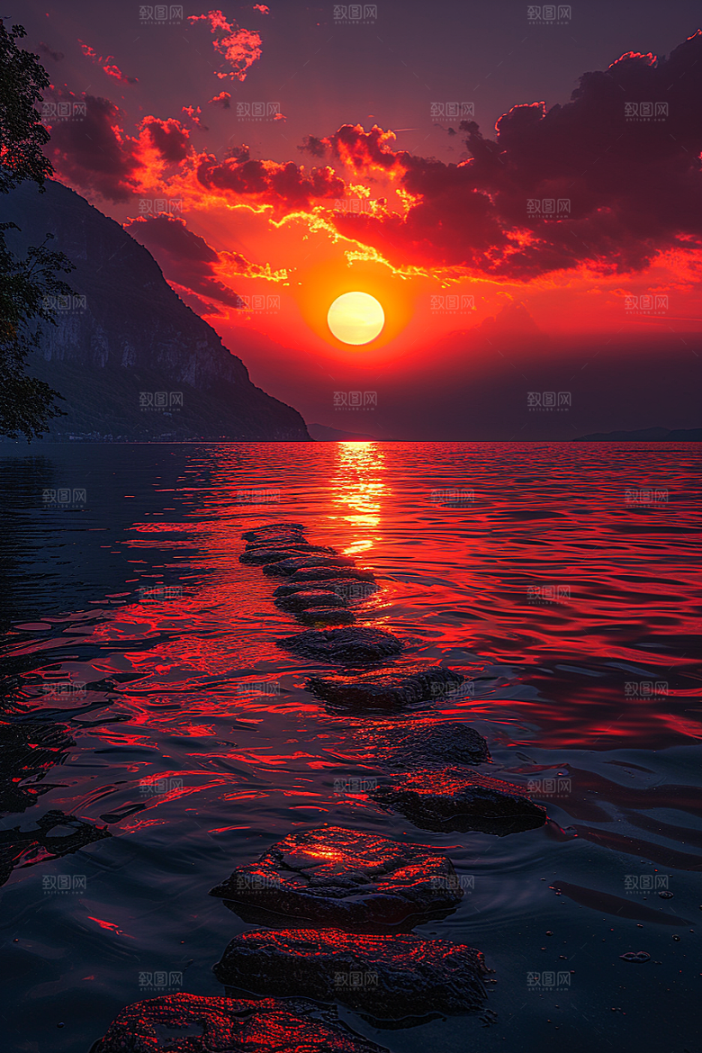 落日风光美景景色素材