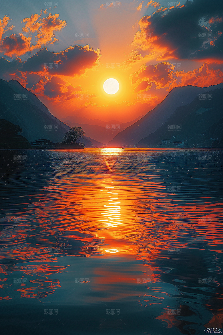 落日风光风景美景素材