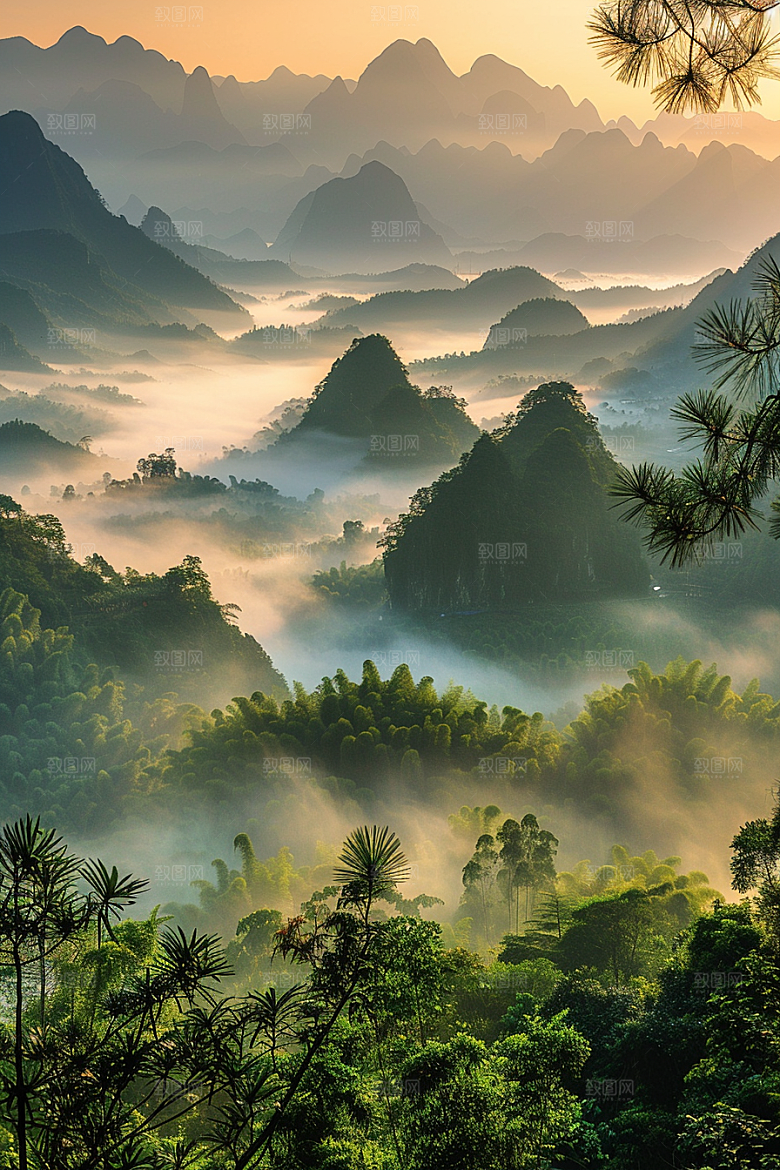 落日风光余晖美景素材