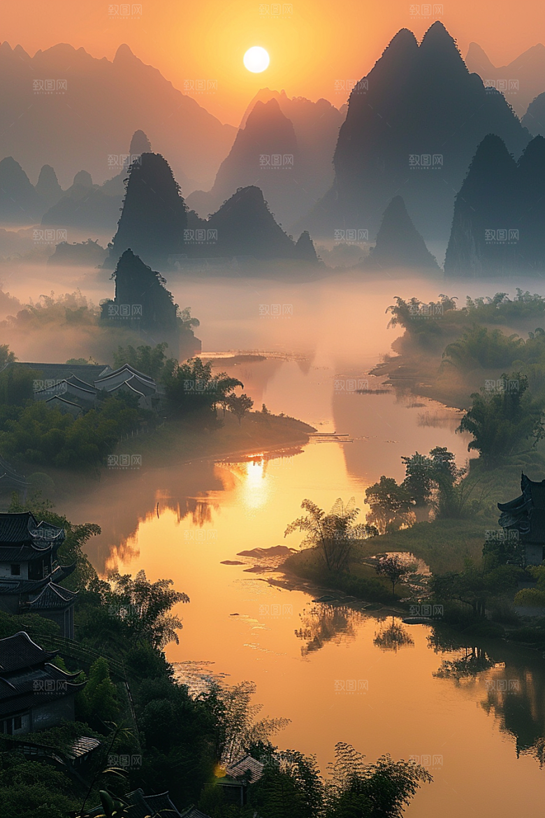 落日风光风景高清素材