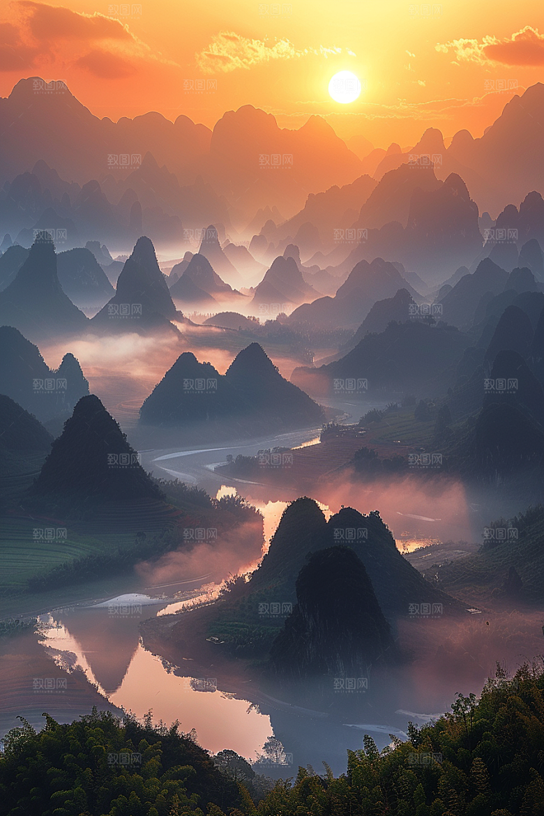落日风光美景余晖素材