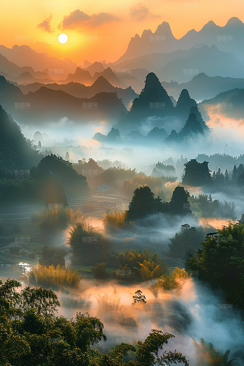 落日风光风景晚霞素材