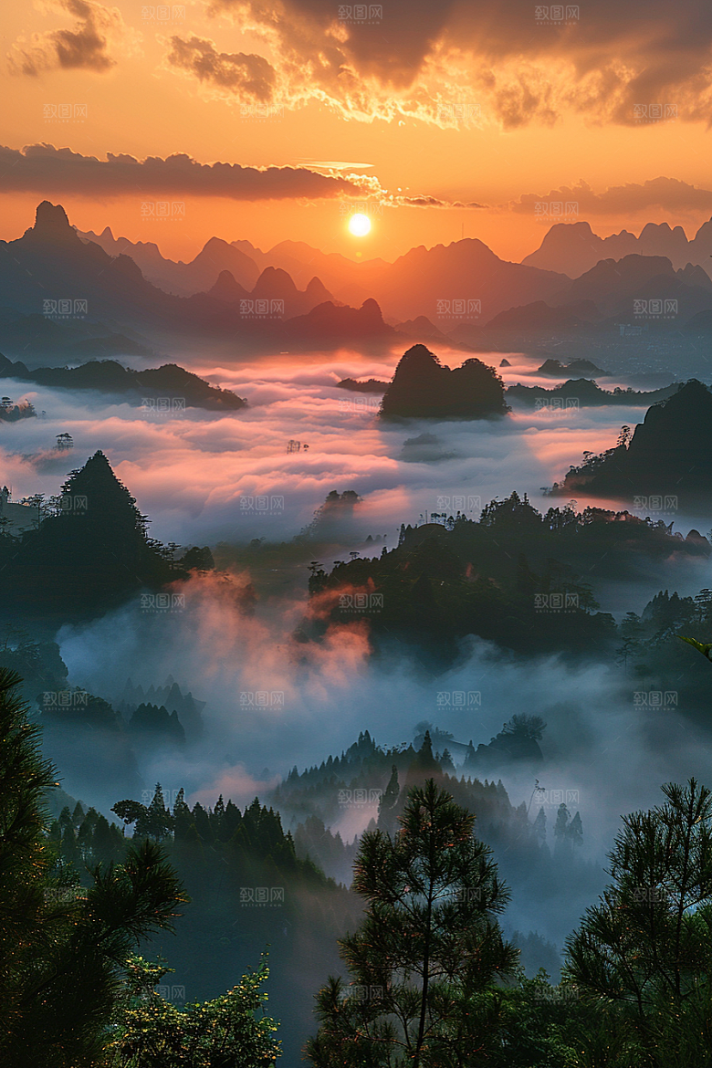 落日风光自然美景素材