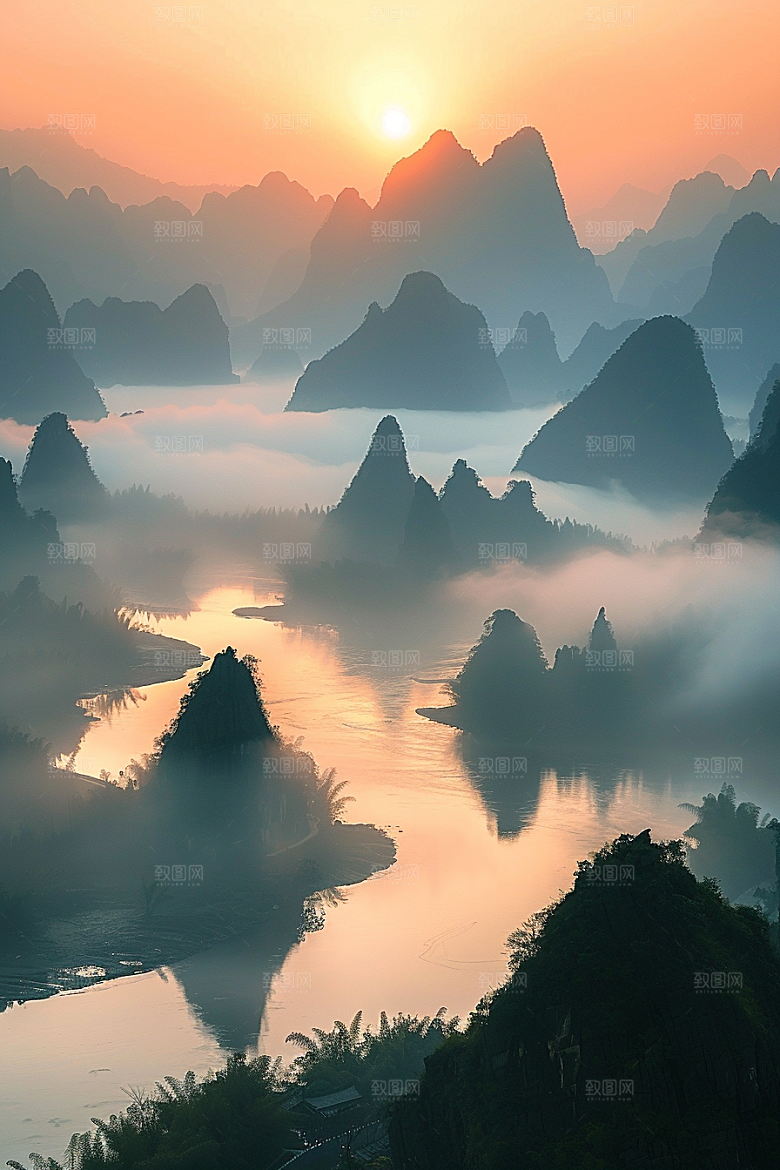 落日风光风景余晖素材
