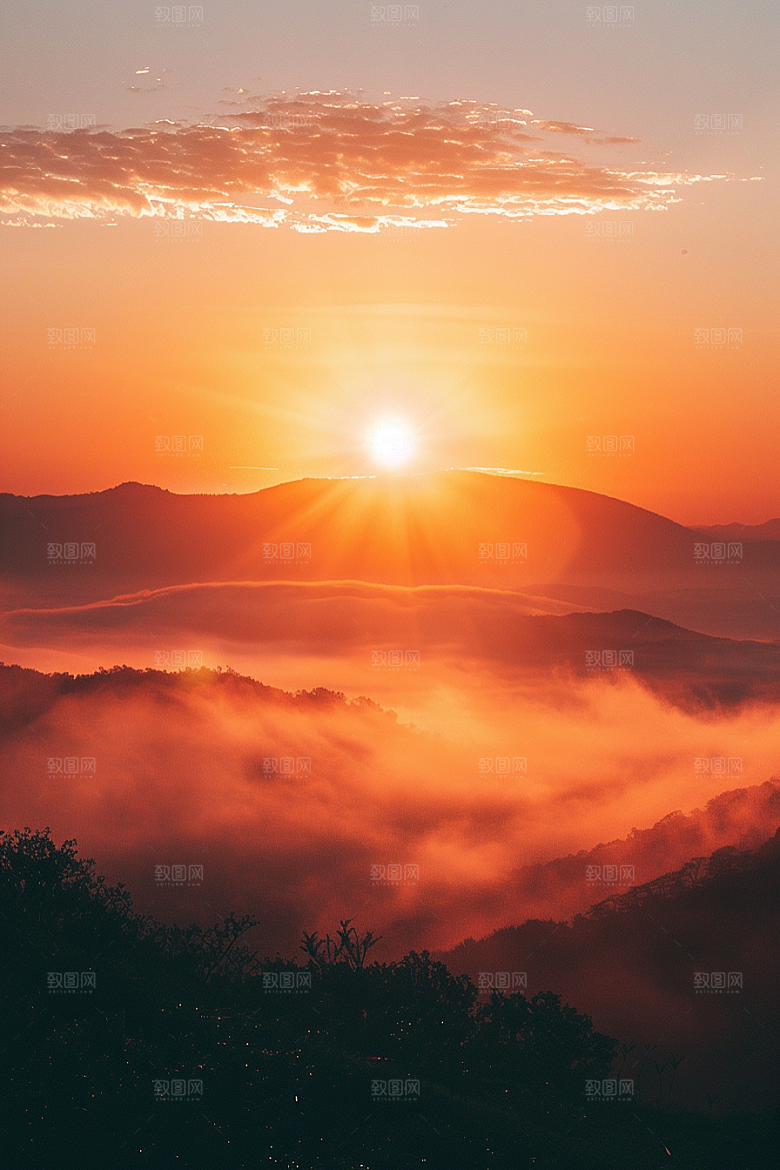 落日风光余晖美景素材