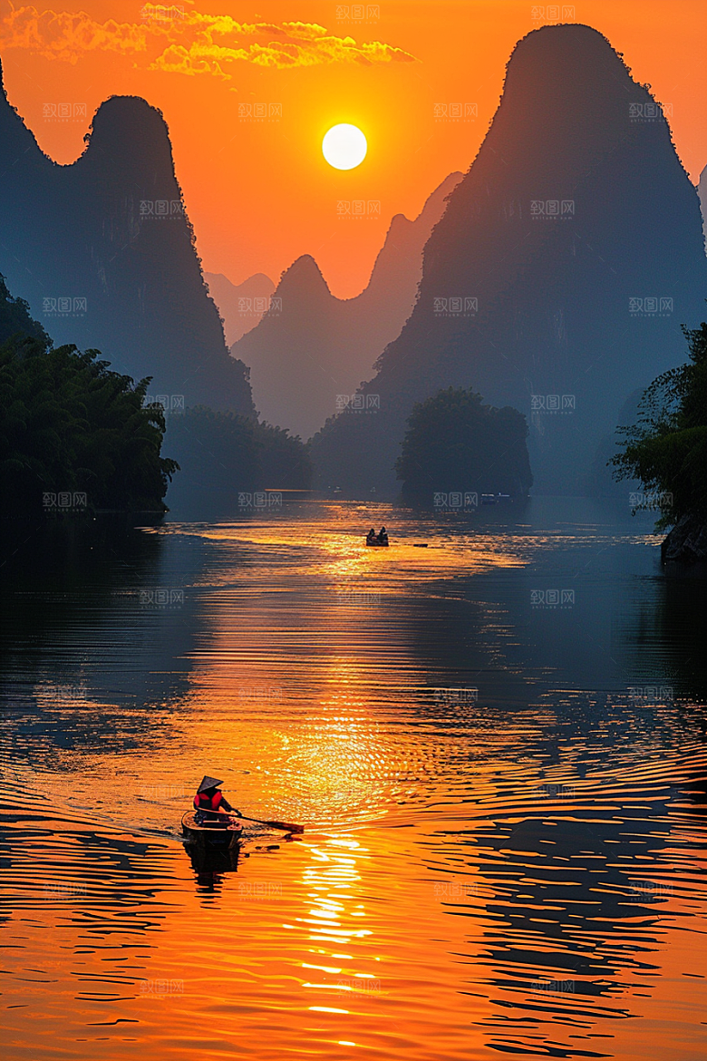 落日风光风景夕阳素材