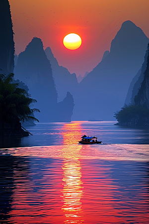 落日风光景色自然素材