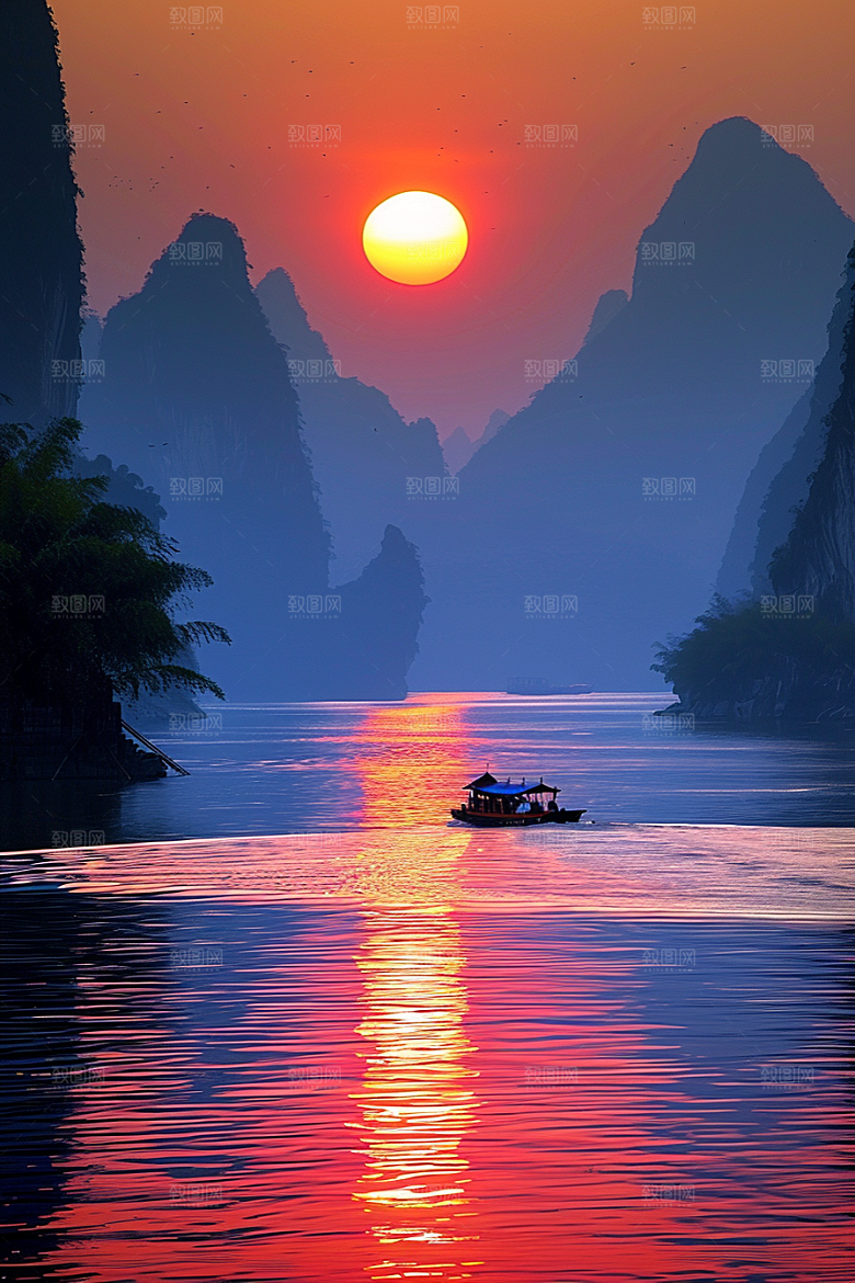 落日风光景色自然素材