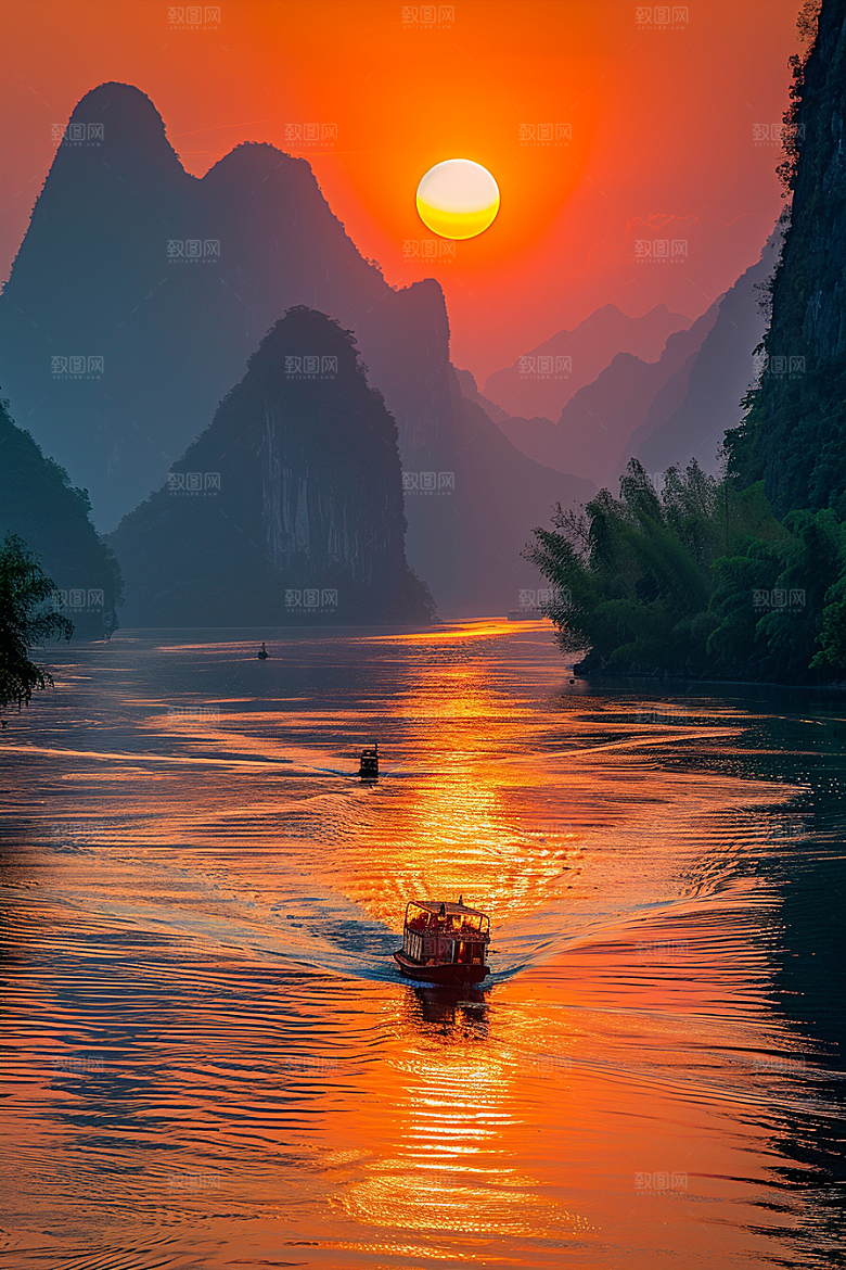 落日风光户外景色素材