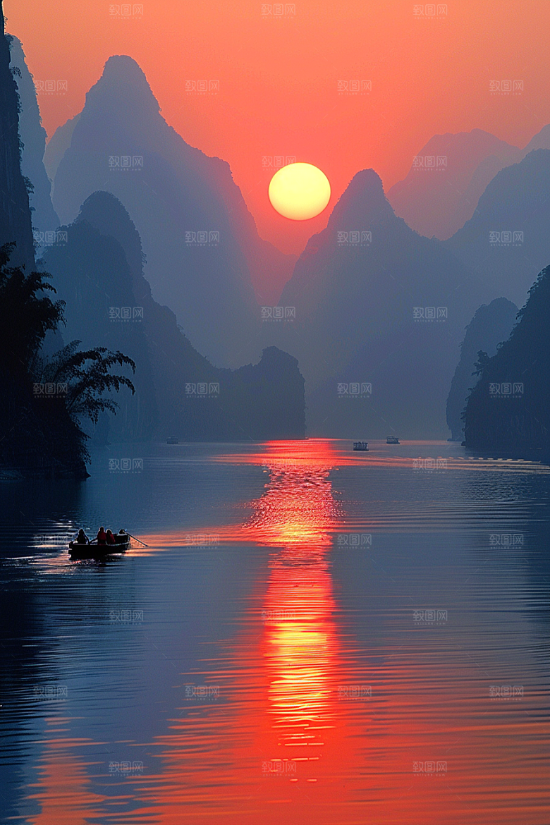 落日风光风景余晖素材