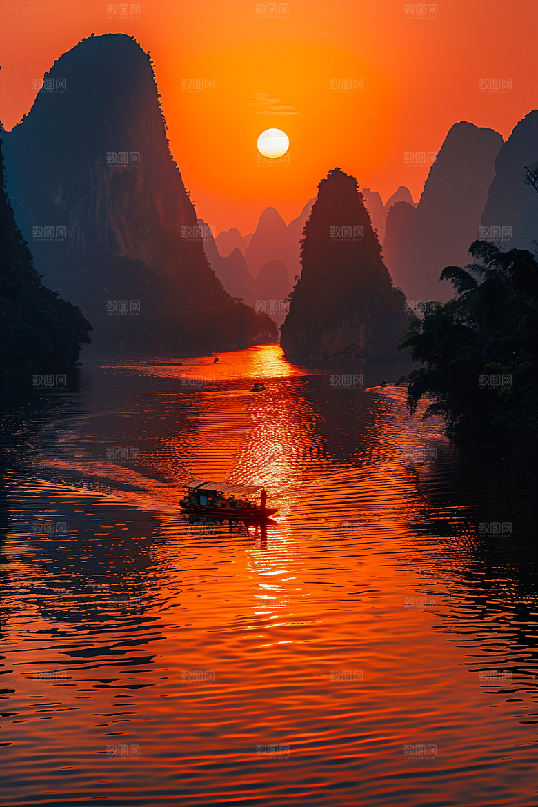 落日风光高清景色素材