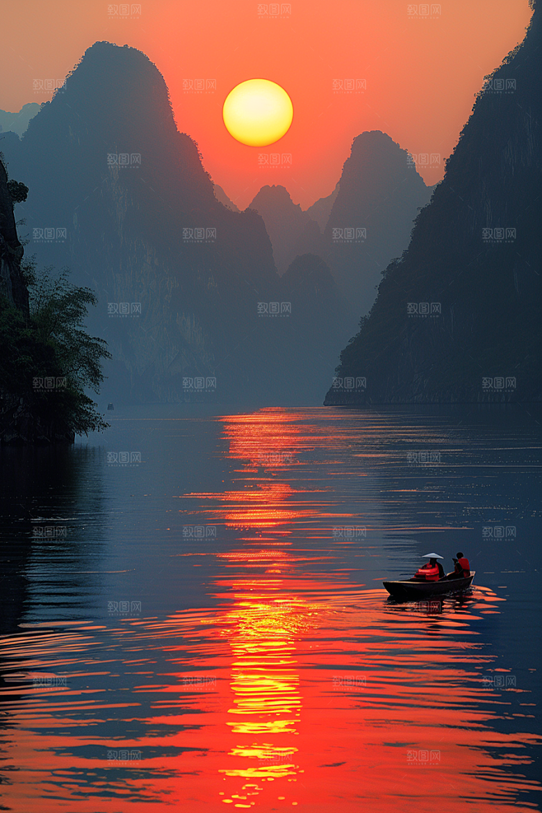 落日风光夕阳傍晚素材