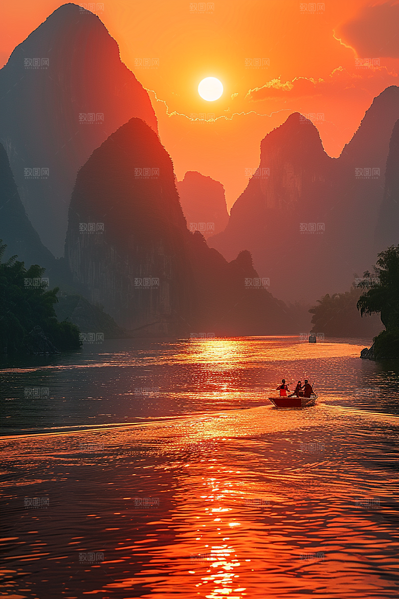 落日风光户外景色素材