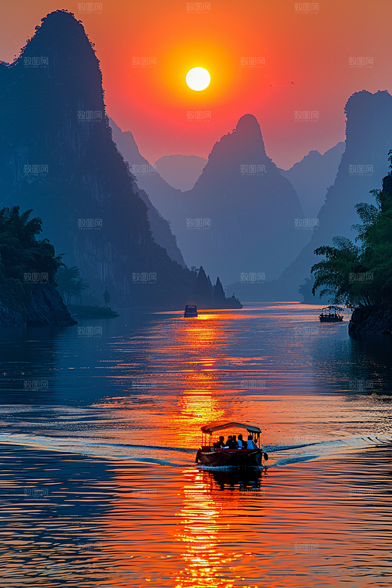 落日风光傍晚美景素材