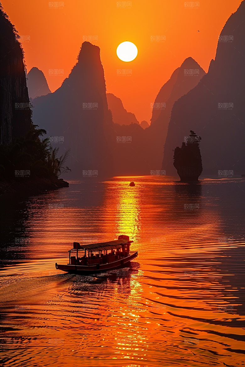 落日风光户外景色素材