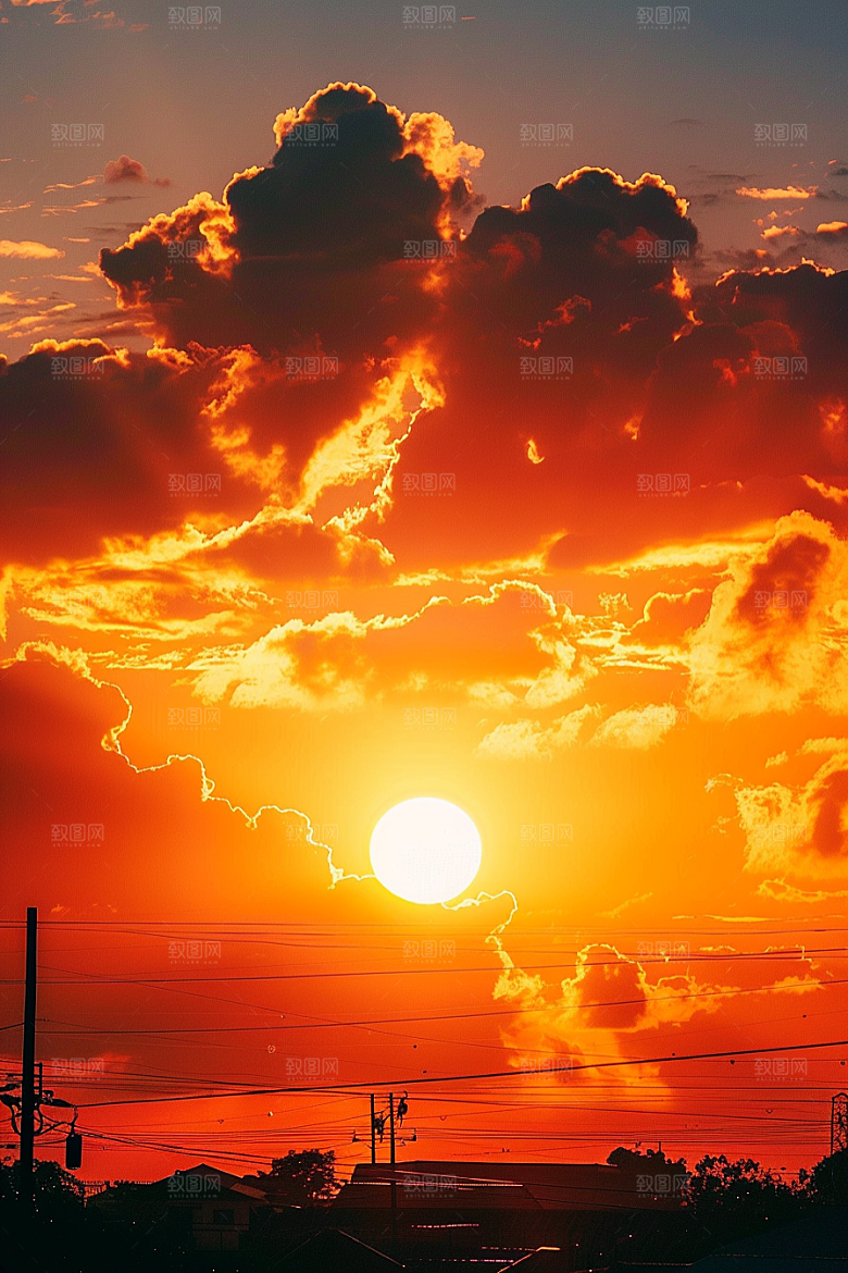 落日风光傍晚夕阳素材