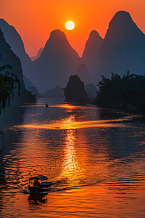 落日风光户外景色素材