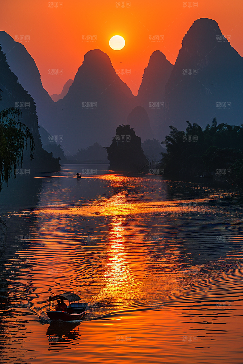 落日风光户外景色素材