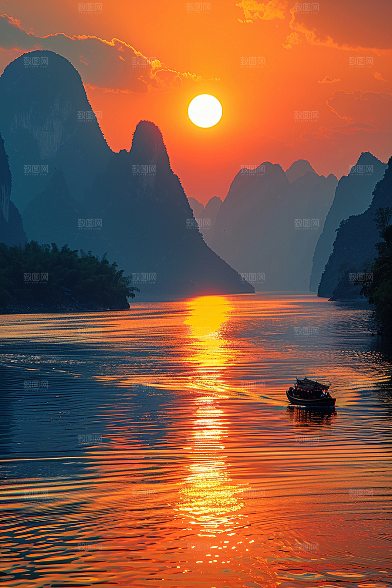落日风光风景夕阳素材