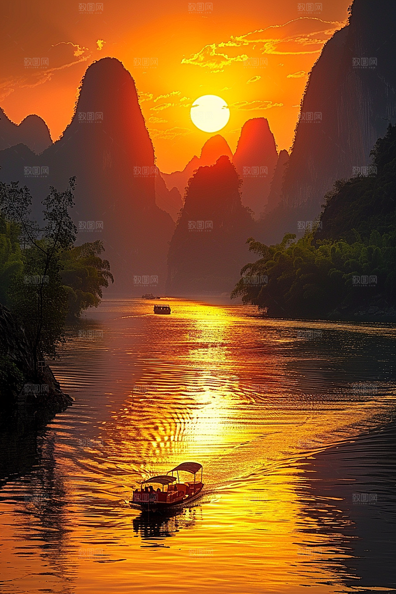 落日风光夕阳晚霞素材