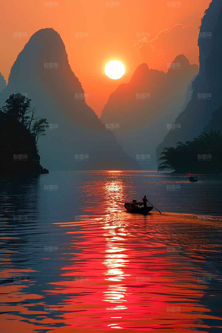 落日风光余晖户外素材