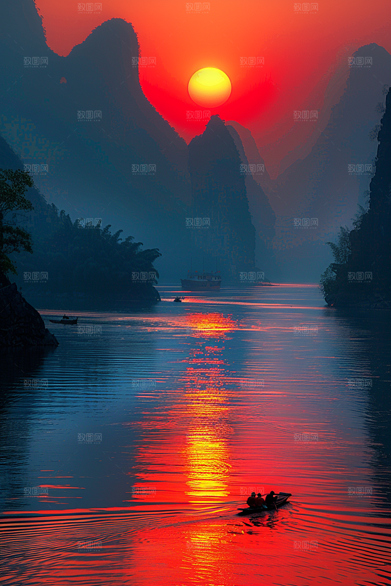 落日风光景色风景素材