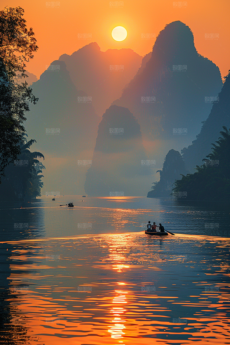 落日风光风景傍晚素材