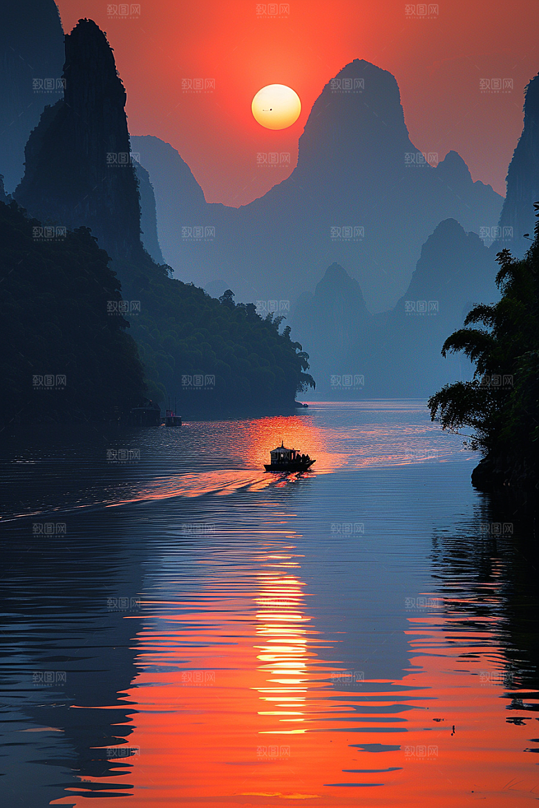 落日风光自然风景素材