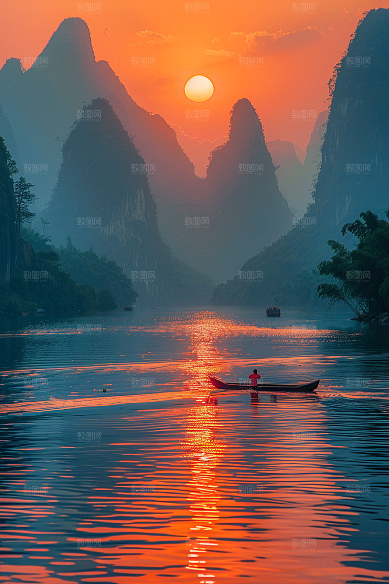 落日风光傍晚美景素材