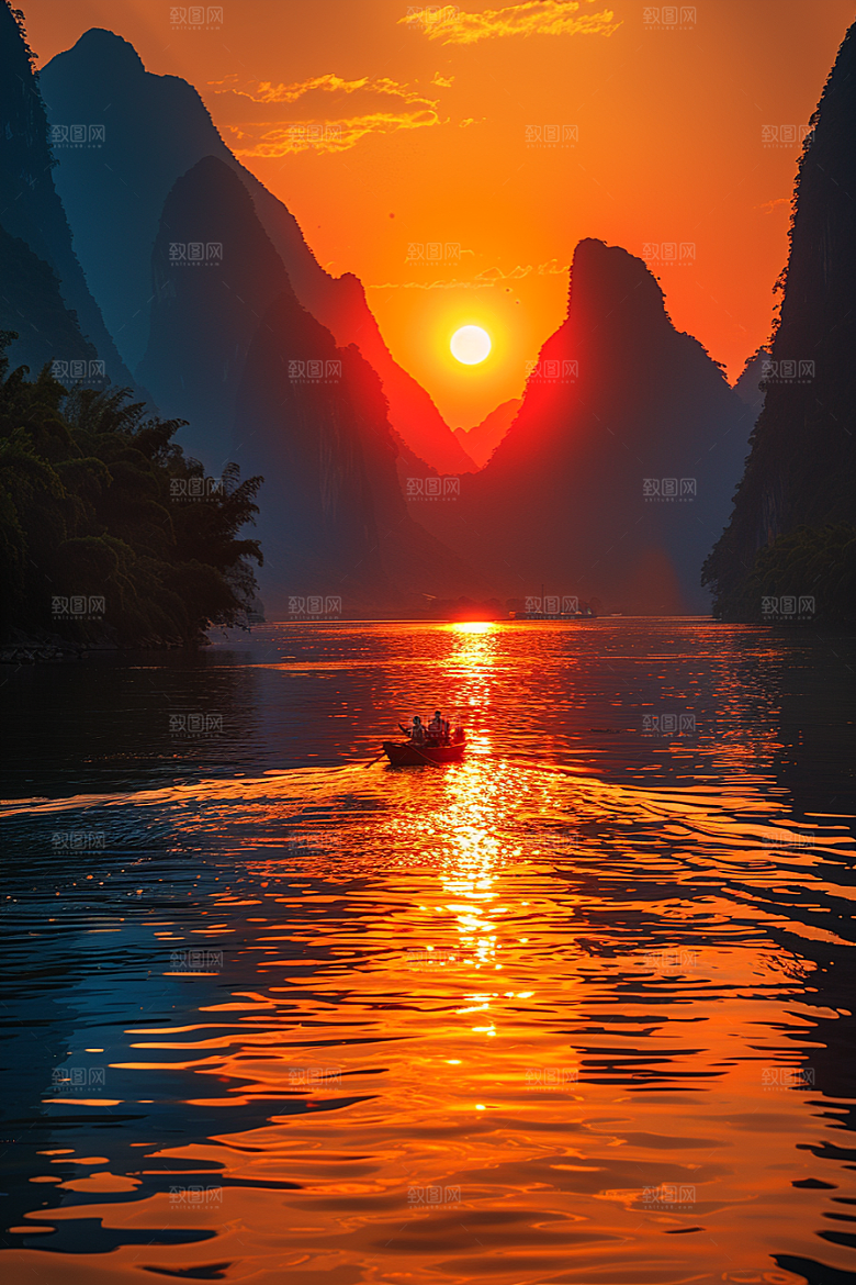 落日风光户外风景素材
