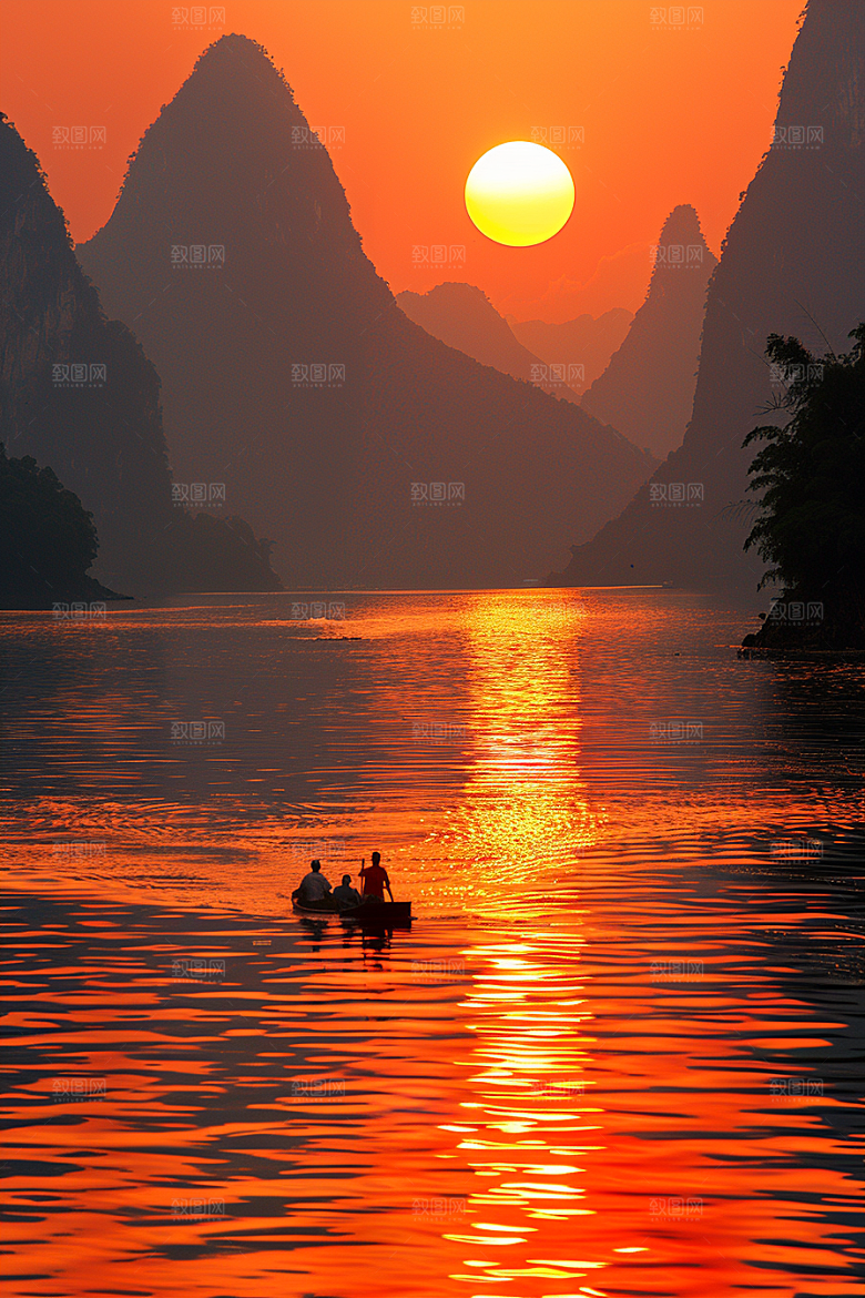 落日风光余晖景色素材