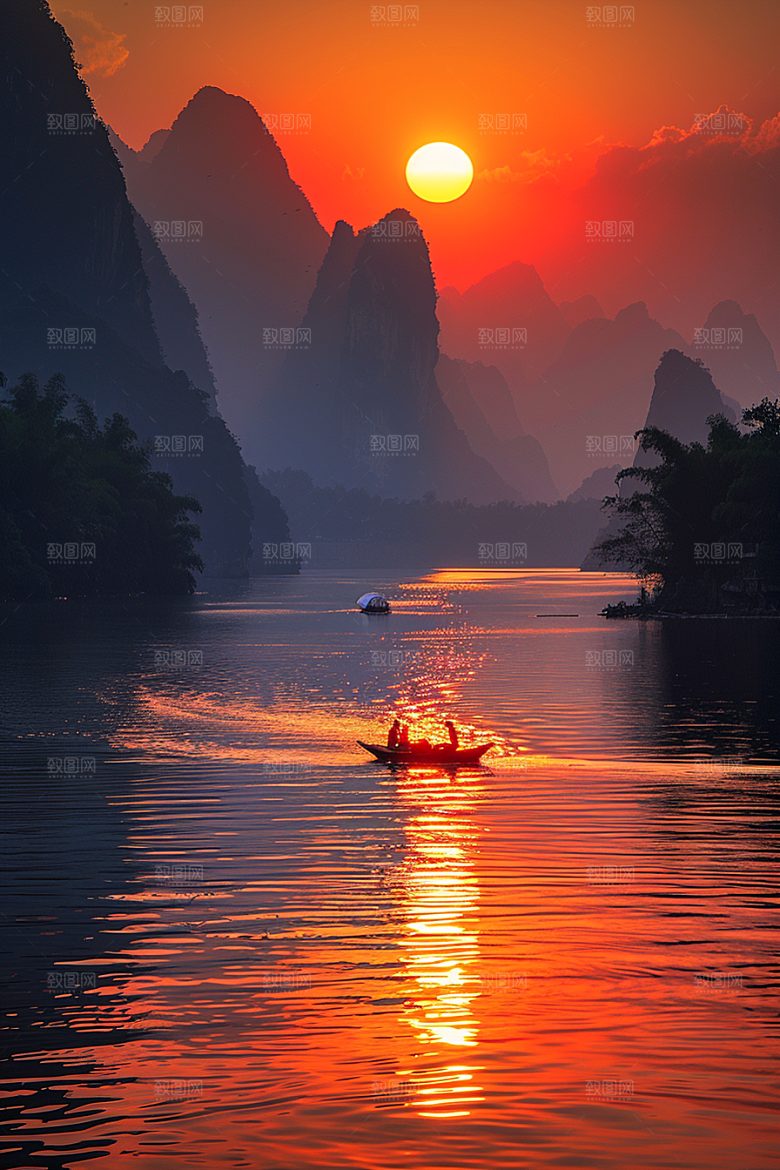 落日风光自然美景素材