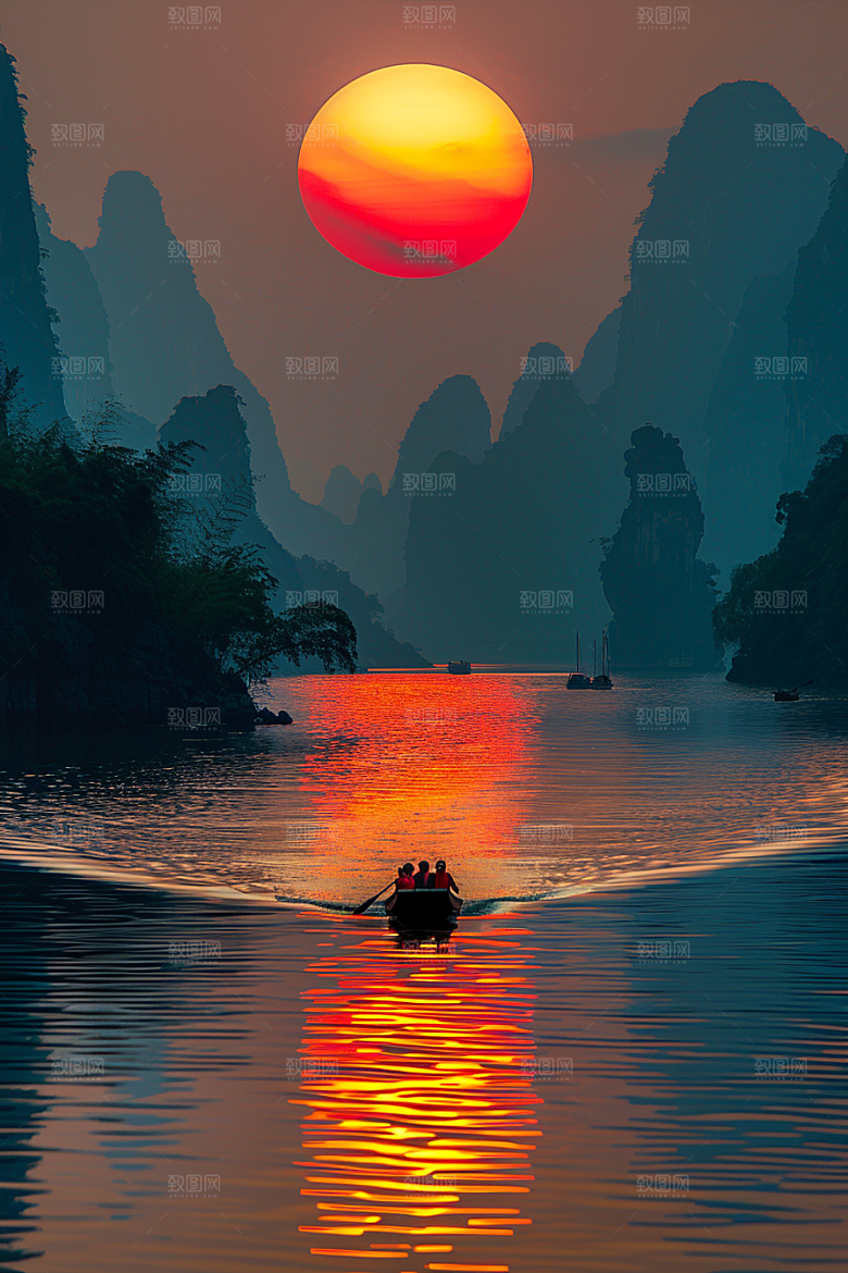 落日风光余晖景色素材
