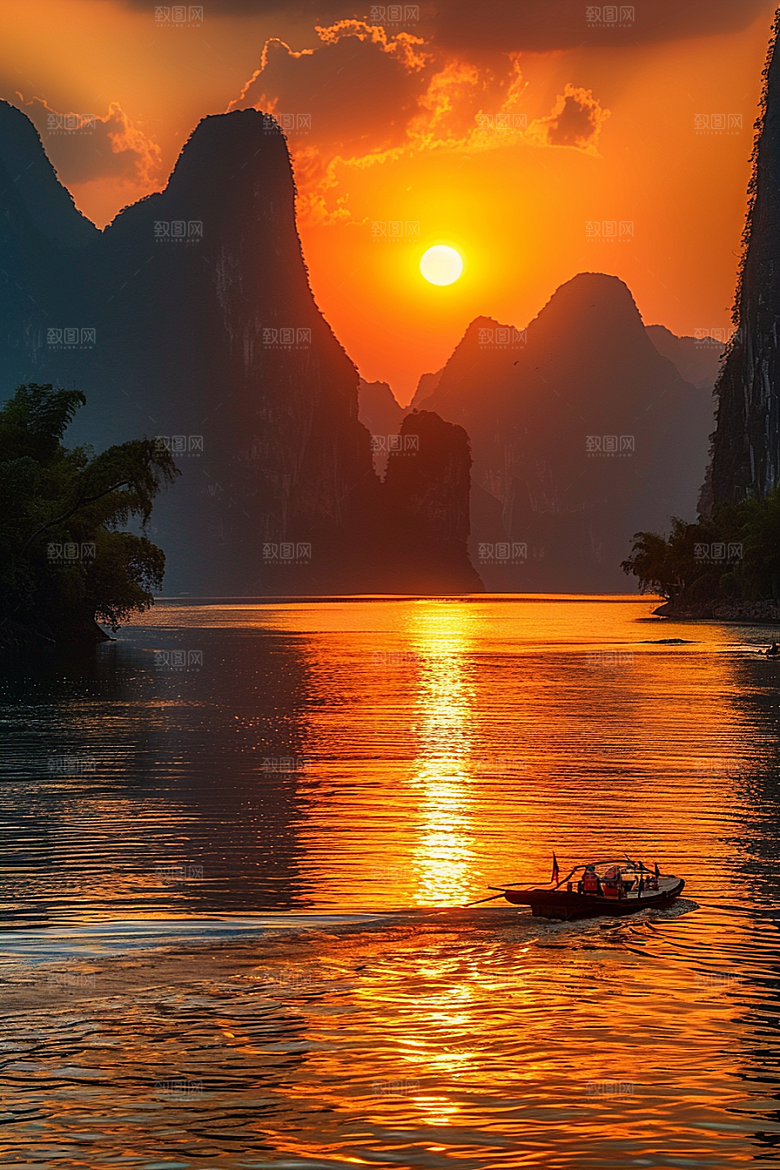 落日风光夕阳晚霞素材