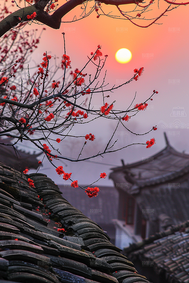 落日风光余晖美景素材
