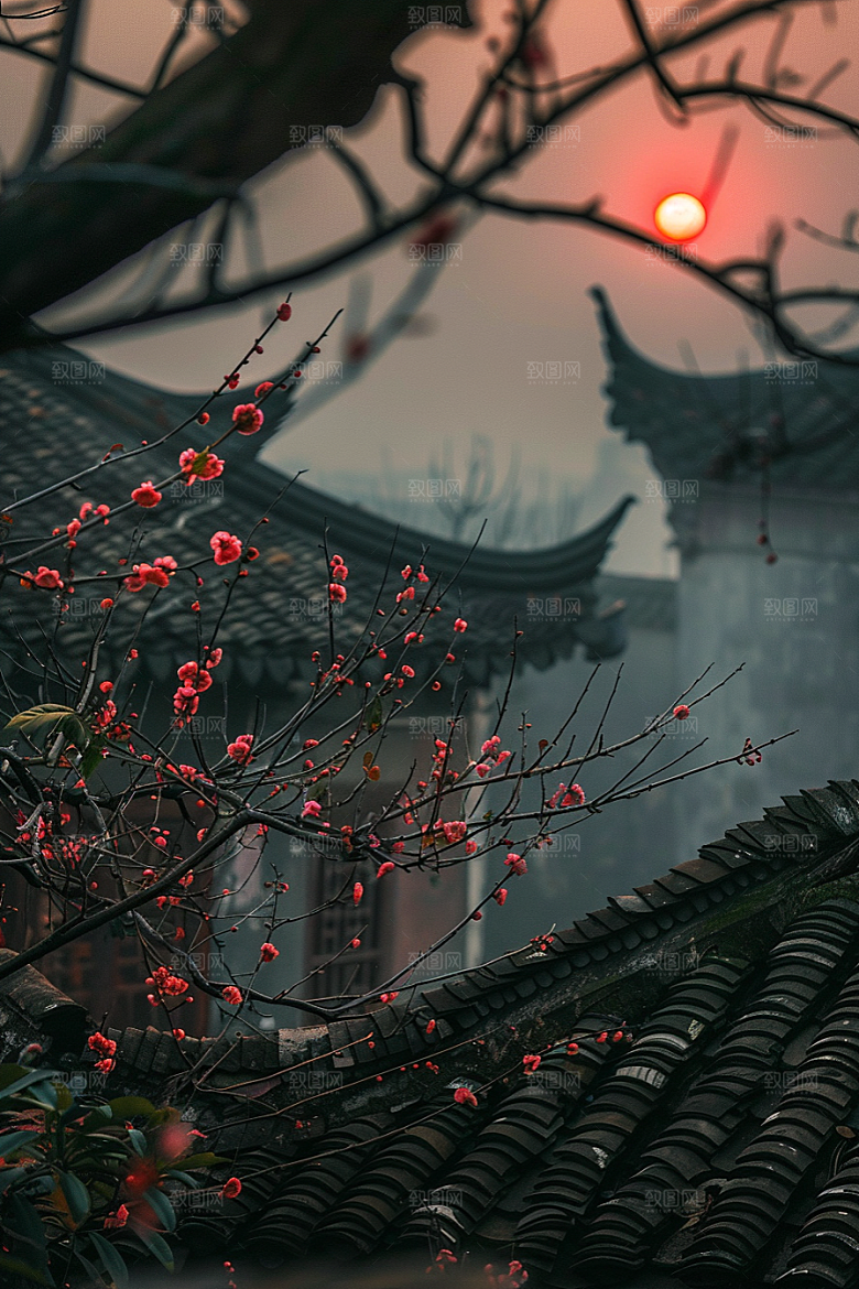 落日风光傍晚景色素材