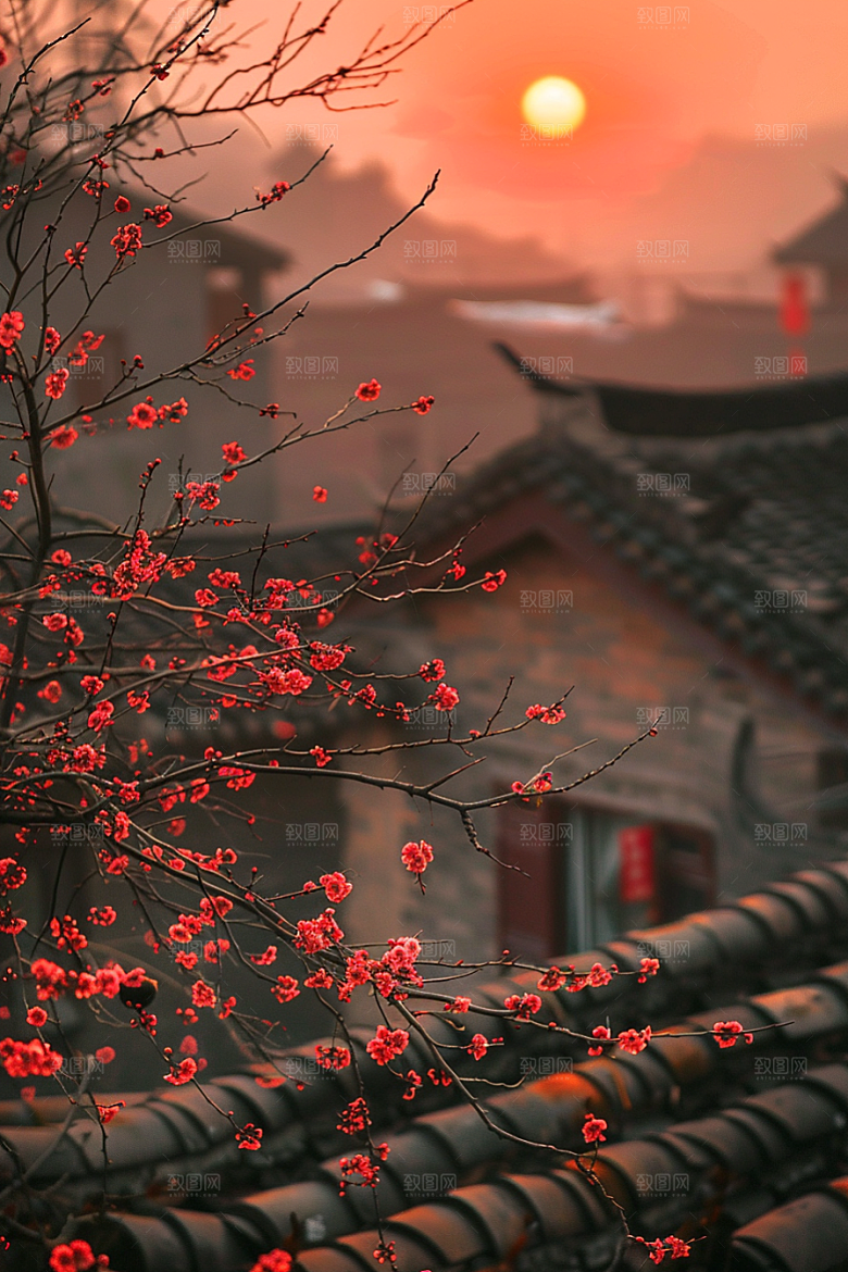落日风光余晖风景素材