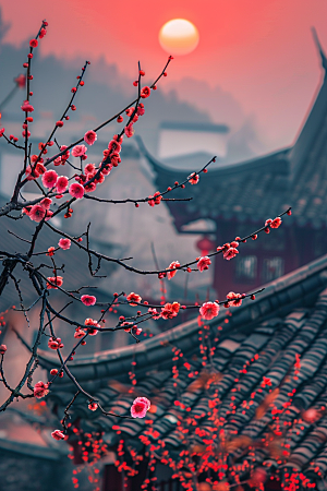 落日风光余晖夕阳素材