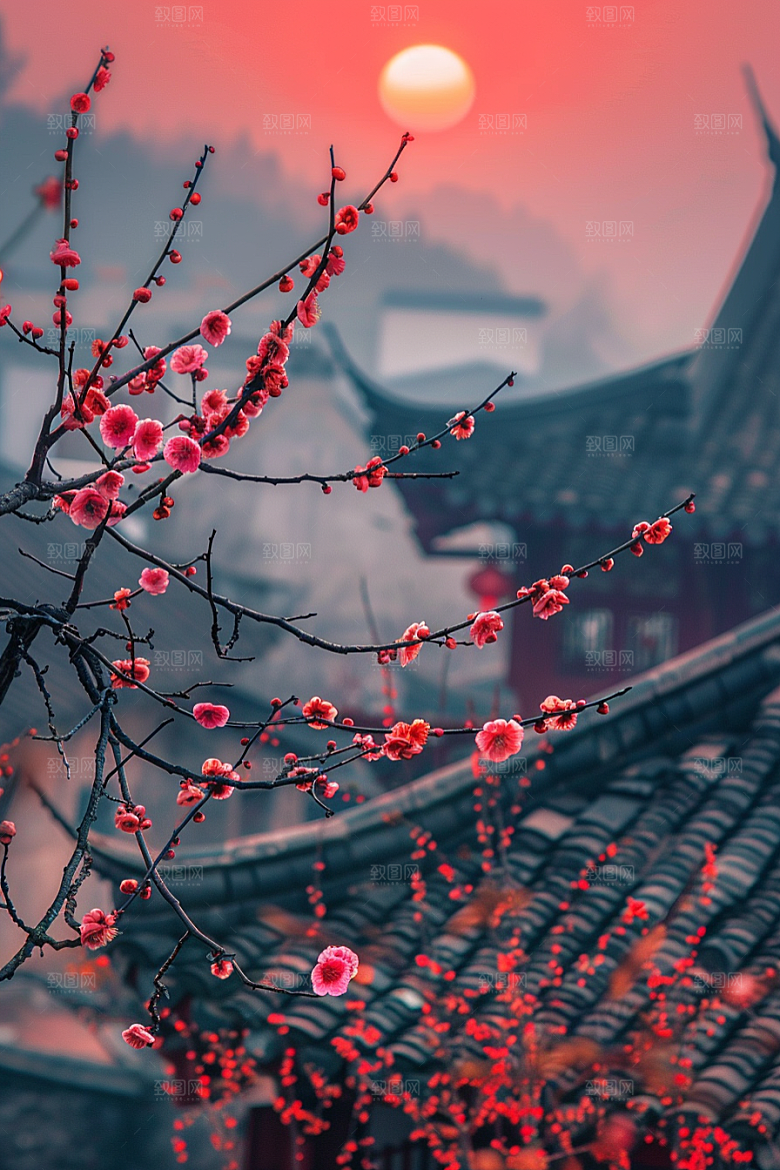 落日风光余晖夕阳素材