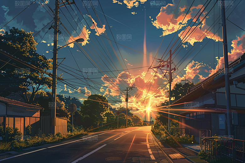 落日风光傍晚美景素材