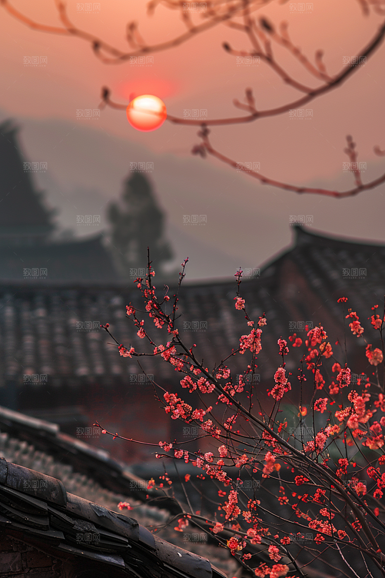落日风光余晖美景素材