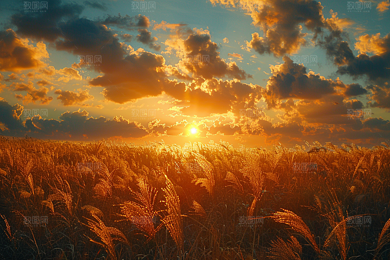落日风光余晖傍晚素材