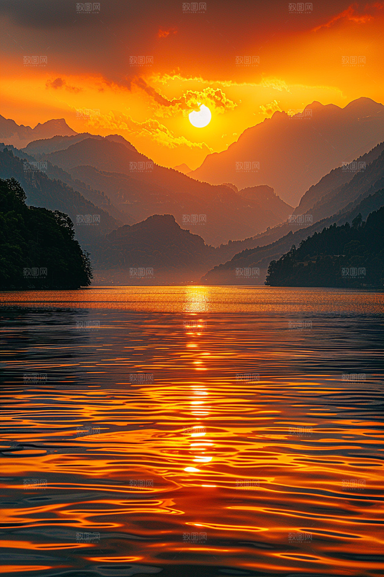 落日风光高清美景素材