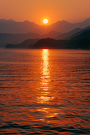 落日风光余晖夕阳素材