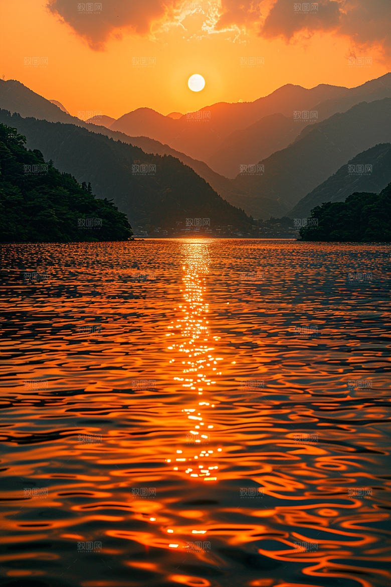 落日风光余晖高清素材